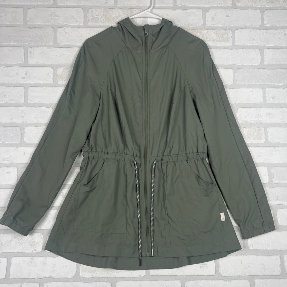 Avalanche Womens Sage Olive Green Hooded Windbreaker Jacket Full Zip Size M